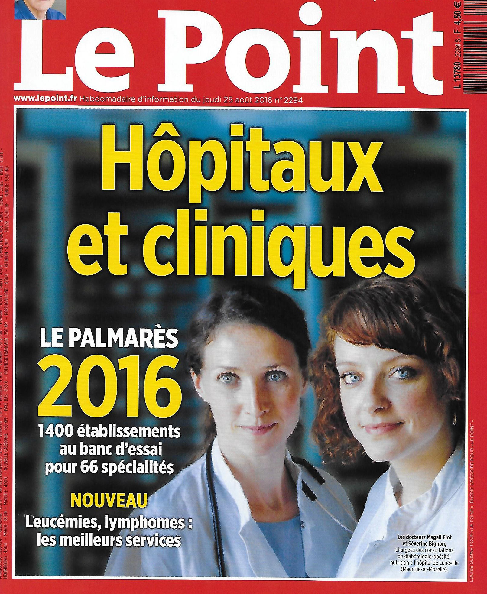 Couverture le point, classement hôpitaux et cliniques 2016